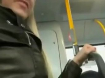 Hot blonde girl blowjob and swallow on public bus
